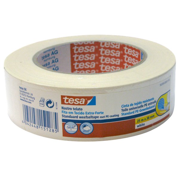 Nastro telato colorato Tesa - 38 mm x 25 m - bianco - 56359-00001-00