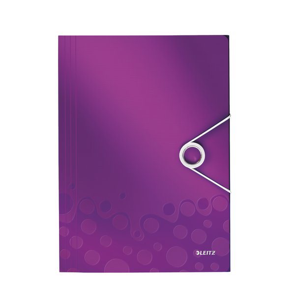 WOW Chiusura a elastico 45990062 Formato A4 Polipropilene Capacit/à 150 fogli Leitz Cartella a 3 lembi Viola//Bianco