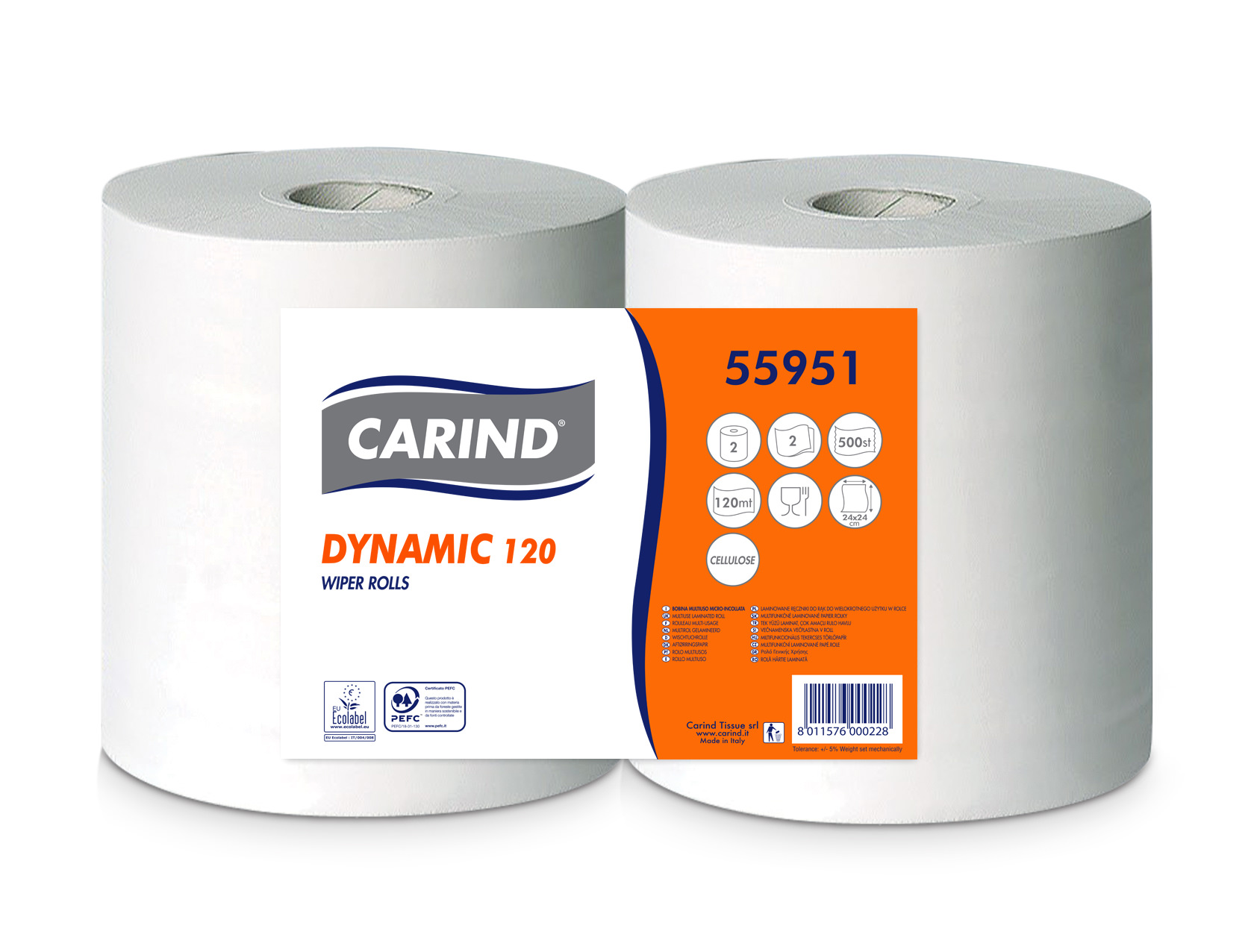 Carta Bobina Asciugatutto Carind Dynamic 120 - Conf.ne 2 Rotoli