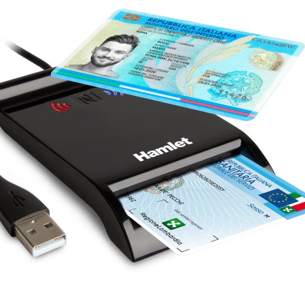 Lettore Smart Card e Carta Identità CIE 3.0 Contacless - Hamlet - HUSCR-NFC