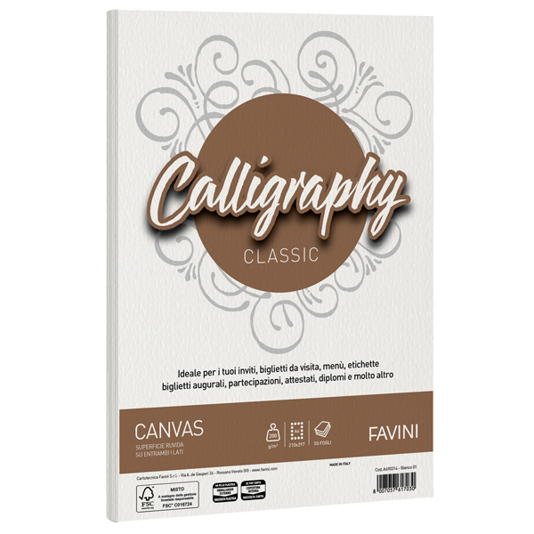 Calligraphy Canvas Ruvido Favini - bianco - A4 - 200 g - A690314 (conf.50)